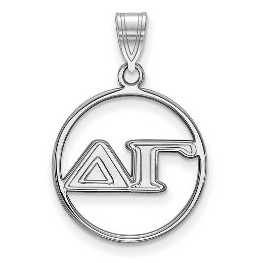 SS011DG: SS Rhodium-plated LogoArt Delta Gamma Medium Circle Pendant