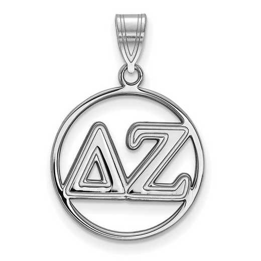 SS011DZ: SS Rhodium-plated LogoArt Delta Zeta Medium Circle Pendant