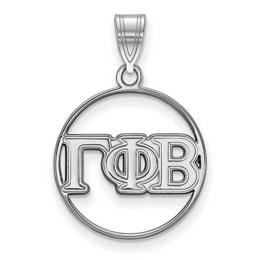 SS011GPB: SS Rhod-plated LogoArt Gamma Phi Beta Medium Circle Pendant