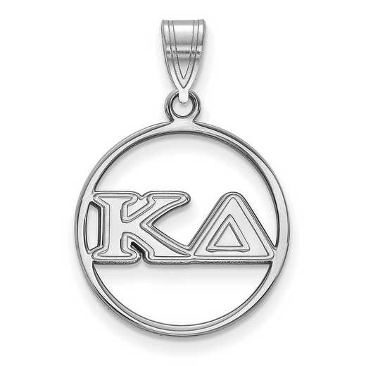 SS011KD: SS Rhodium-plated LogoArt Kappa Delta Medium Circle Pendant