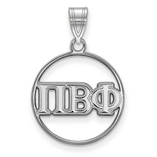 SS011PBP: SS Rhodium-plated LogoArt Pi Beta Phi Medium Circle Pendant