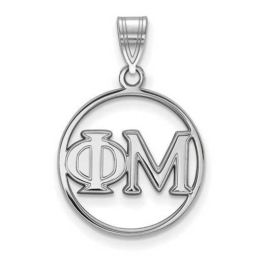 SS011PHM: Sterling S. Rh-plated LogoArt Phi Mu Small Circle Pendant