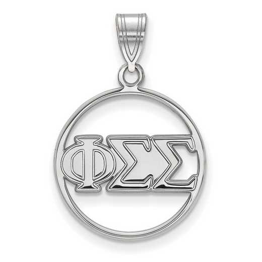 SS011PSS: SS Rhod-plated LogoArt Phi Sigma Sigma Medium Circle Pendant