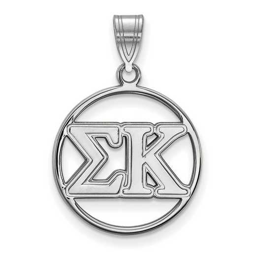 SS011SKP: SS Rhodium-plated LogoArt Sigma Kappa Medium Circle Pendant