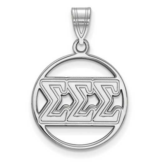 SS011SSS: SS Rh-plated LogoArt Sigma Sigma Sigma Medium Circle Pendant