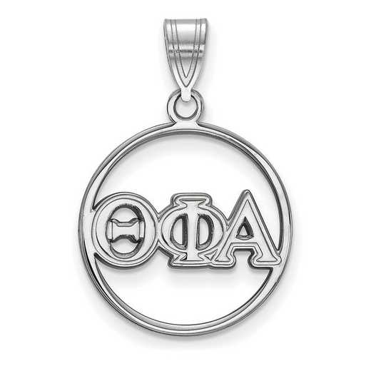 SS011TPA: SS Rhod-plated LogoArt Theta Phi Alpha Medium Circle Pendant