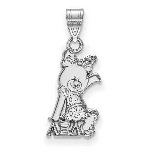 SS035AXD: Sterling S. Rhod-plated LogoArt Alpha Xi Delta Small Pendant