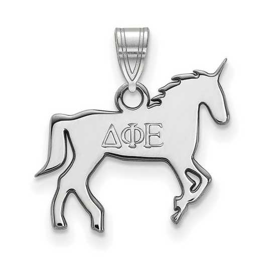 SS035DPH: SS Rhodium-plated LogoArt Delta Phi Epsilon Small Pendant