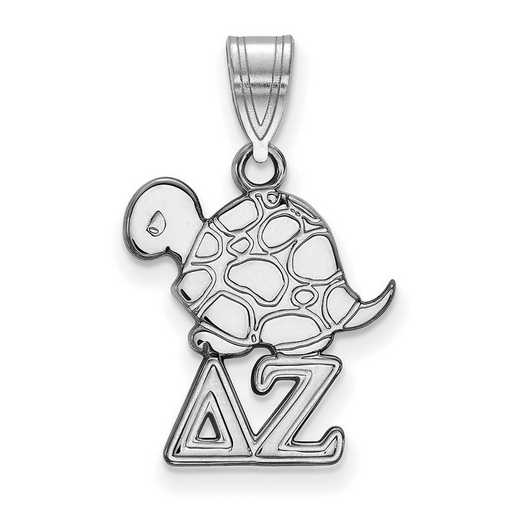 SS035DZ: Sterling Silver Rhod-plated LogoArt Delta Zeta Small Pendant