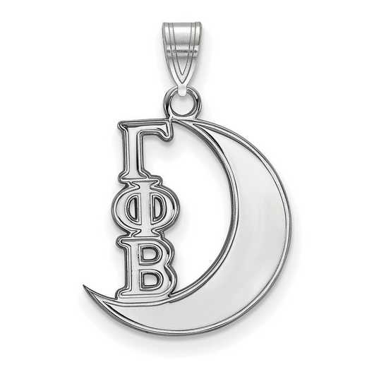 SS035GPB: Sterling S. Rhod-plated LogoArt Gamma Phi Beta Small Pendant