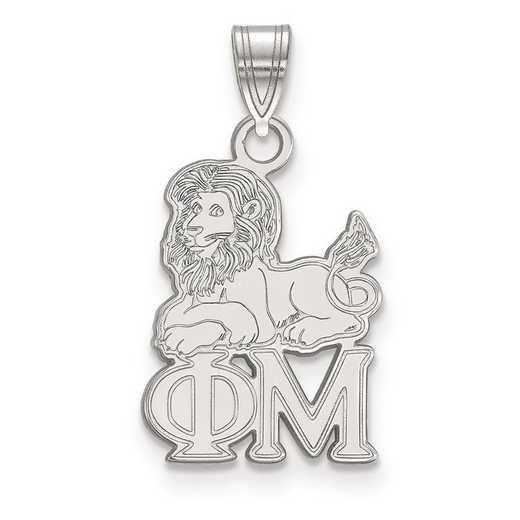 SS035PHM: Sterling Silver Rhodium-plated LogoArt Phi Mu Small Pendant