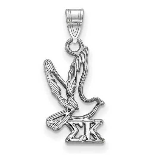 SS035SKP: Sterling Silver Rh-plated LogoArt Sigma Kappa Small Pendant