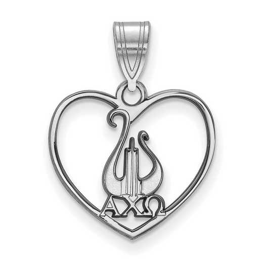 SS040ACO: Sterling Silver LogoArt Alpha Chi Omega Heart Pendant