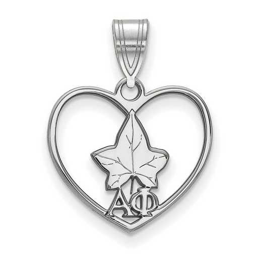 SS040APH: Sterling Silver LogoArt Alpha Phi Heart Pendant