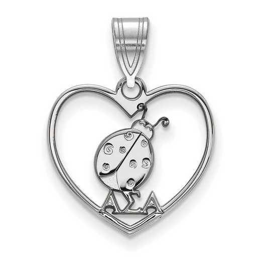 SS040ASI: Sterling Silver LogoArt Alpha Sigma Alpha Heart Pendant