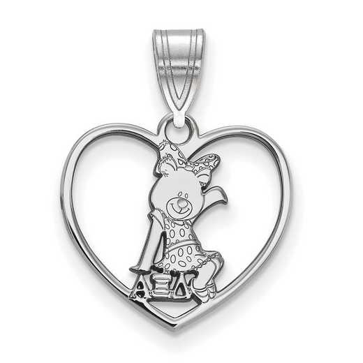 SS040AXD: Sterling Silver LogoArt Alpha Xi Delta Heart Pendant