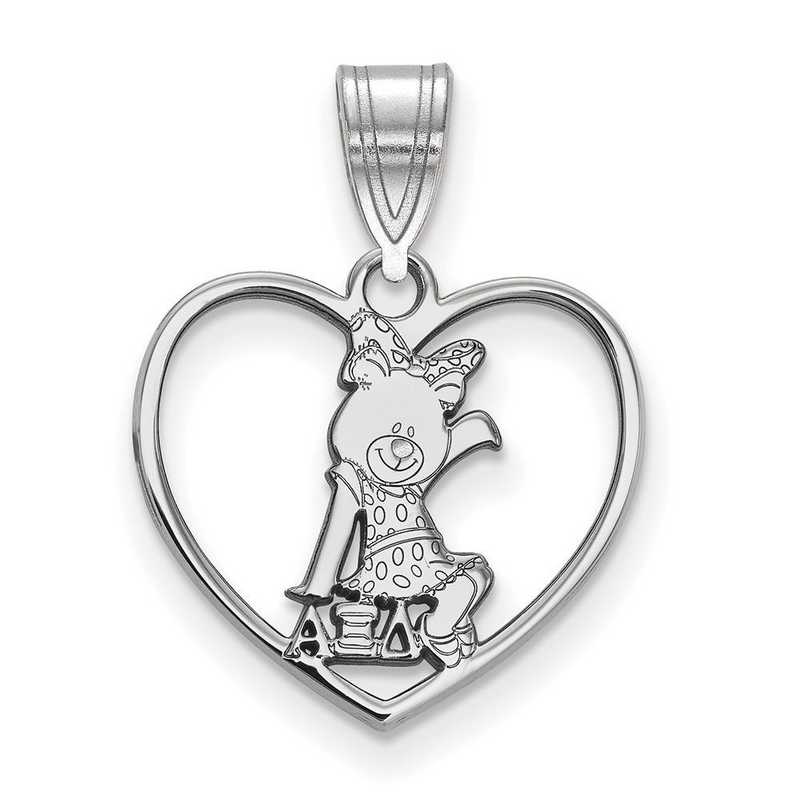 SS040AXD: Sterling Silver LogoArt Alpha Xi Delta Heart Pendant