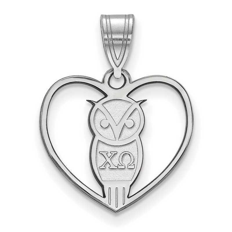 SS040CHO: Sterling Silver LogoArt Chi Omega Heart Pendant