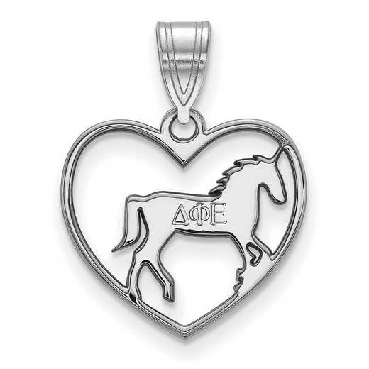 SS040DPH: Sterling Silver LogoArt Delta Phi Epsilon Heart Pendant