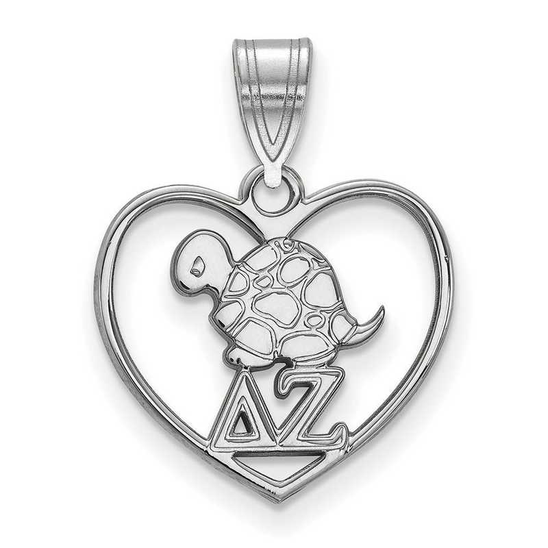 SS040DZ: Sterling Silver LogoArt Delta Zeta Heart Pendant