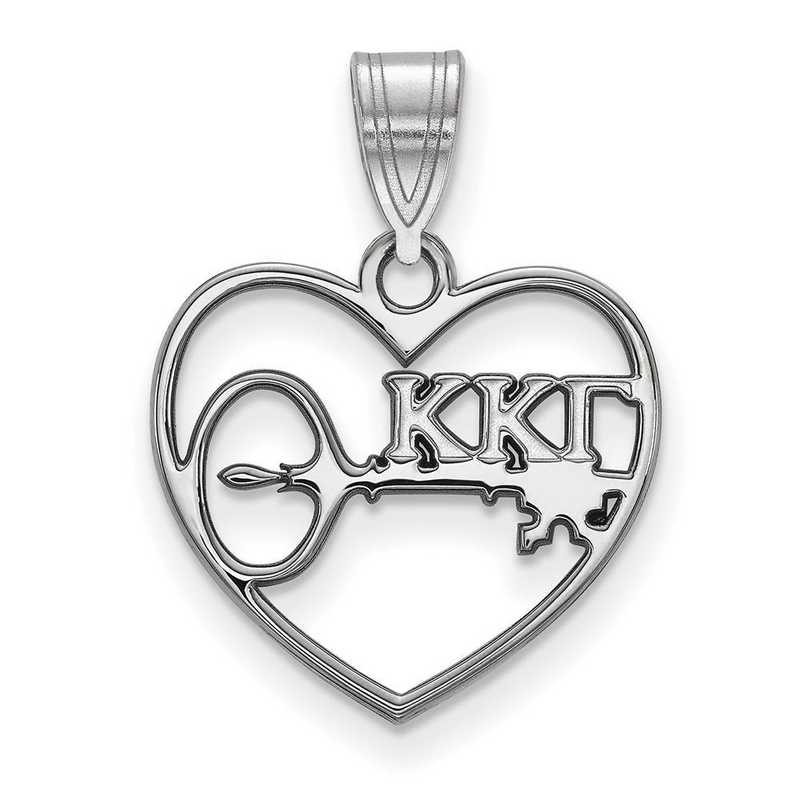 SS040KKG: Sterling Silver LogoArt Kappa Kappa Gamma Heart Pendant
