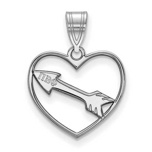 SS040PBP: Sterling Silver LogoArt Pi Beta Phi Heart Pendant