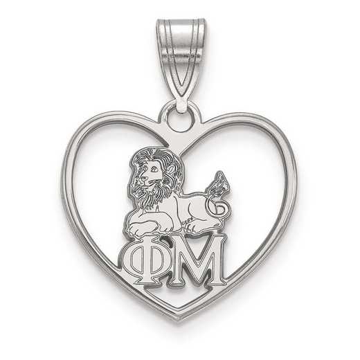 SS040PHM: Sterling Silver LogoArt Phi Mu Heart Pendant