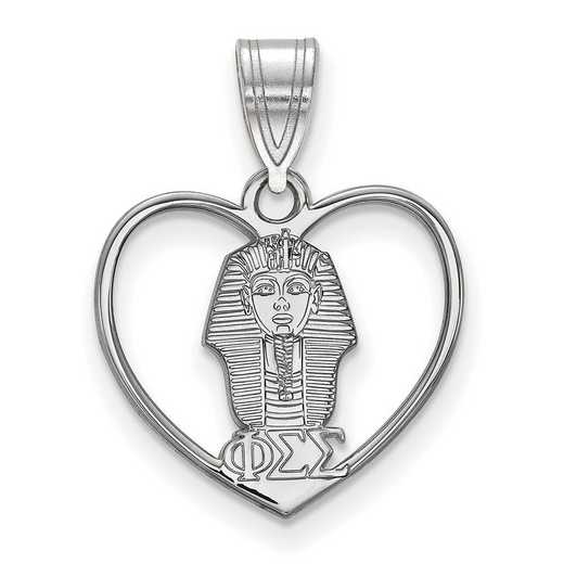 SS040PSS: Sterling Silver LogoArt Phi Sigma Sigma Heart Pendant