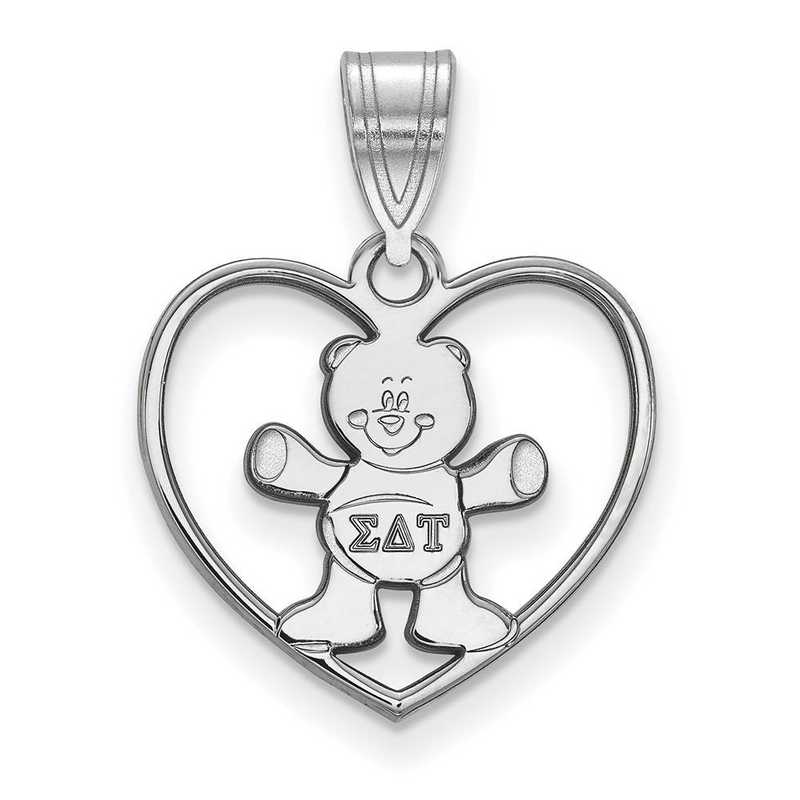 SS040SDT: Sterling Silver LogoArt Sigma Delta Tau Heart Pendant
