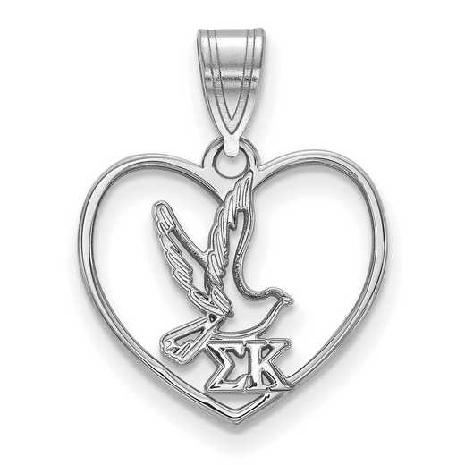 SS040SKP: Sterling Silver LogoArt Sigma Kappa Heart Pendant