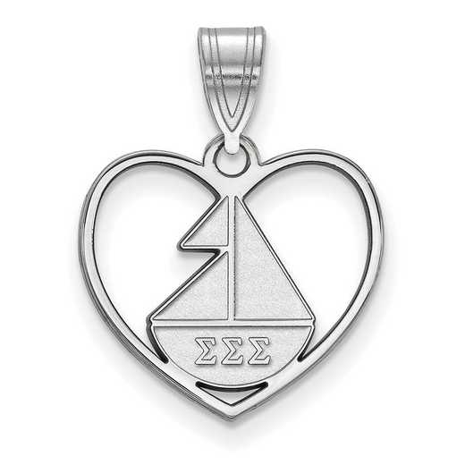 SS040SSS: Sterling Silver LogoArt Sigma Sigma Sigma Heart Pendant