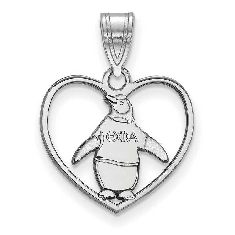 SS040TPA: Sterling Silver LogoArt Theta Phi Alpha Heart Pendant
