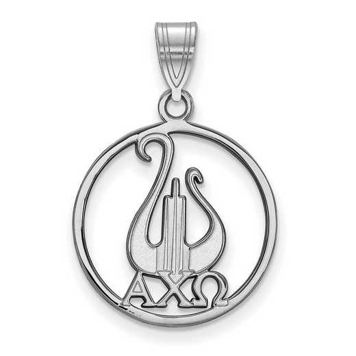 SS041ACO: SS Rhod-plated LogoArt Alpha Chi Omega Large Circle Pendant