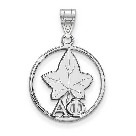 SS041APH: SS Rhodium-plated LogoArt Alpha Phi Medium Circle Pendant