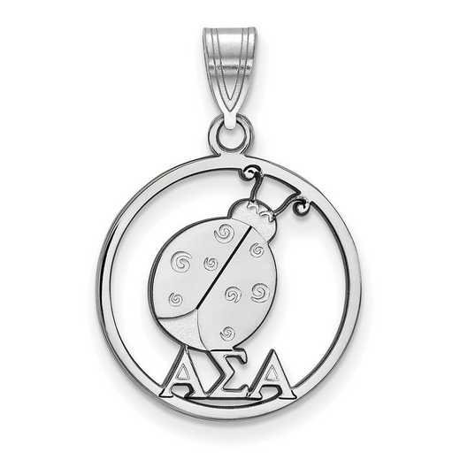 SS041ASI: SS Rh-plated LogoArt Alpha Sigma Alpha Medium Circle Pendant