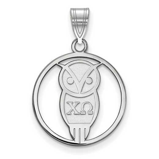 SS041CHO: SS Rhodium-plated LogoArt Chi Omega Medium Circle Pendant