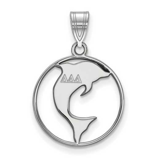 SS041DDD: SS Rh-plated LogoArt Delta Delta Delta Medium Circle Pendant