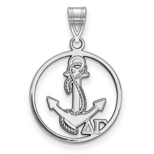 SS041DG: SS Rhodium-plated LogoArt Delta Gamma Medium Circle Pendant