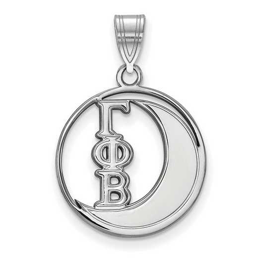 SS041GPB: SS Rhod-plated LogoArt Gamma Phi Beta Medium Circle Pendant