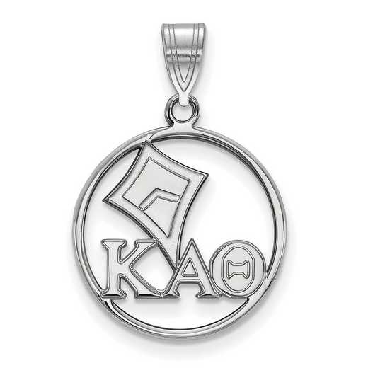 SS041KAT: SS Rh-plated LogoArt Kappa Alpha Theta Medium Circle Pendant