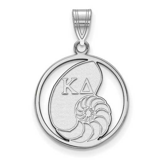 SS041KD: SS Rhodium-plated LogoArt Kappa Delta Medium Circle Pendant