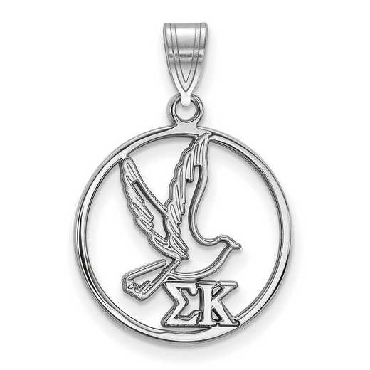 SS041SKP: SS Rhodium-plated LogoArt Sigma Kappa Medium Circle Pendant