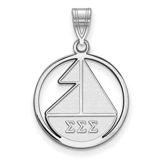 SS041SSS: SS Rh-plated LogoArt Sigma Sigma Sigma Medium Circle Pendant