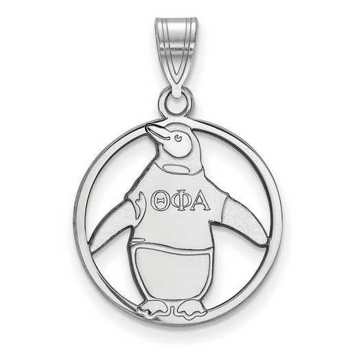 SS041TPA: SS Rhod-plated LogoArt Theta Phi Alpha Medium Circle Pendant