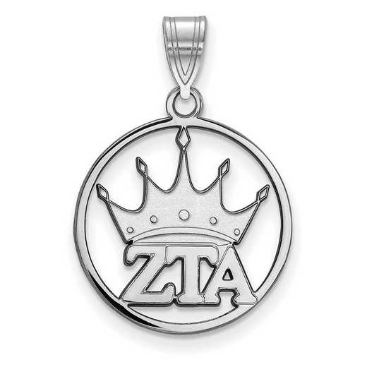 SS041ZTA: SS Rhod-plated LogoArt Zeta Tau Alpha Medium Circle Pendant