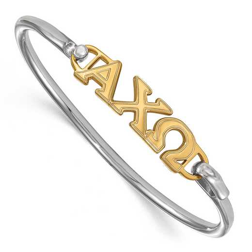 Alpha Chi Omega Sterling Silver Yellow Gold Flash Plated Bangle