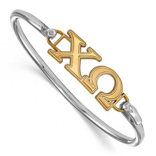 Chi Omega Sterling Silver Yellow Gold Flash Plated Bangle