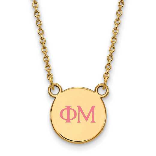 GP027PHM-18: 925 YGFP Phi Mu Sml Enl Neck