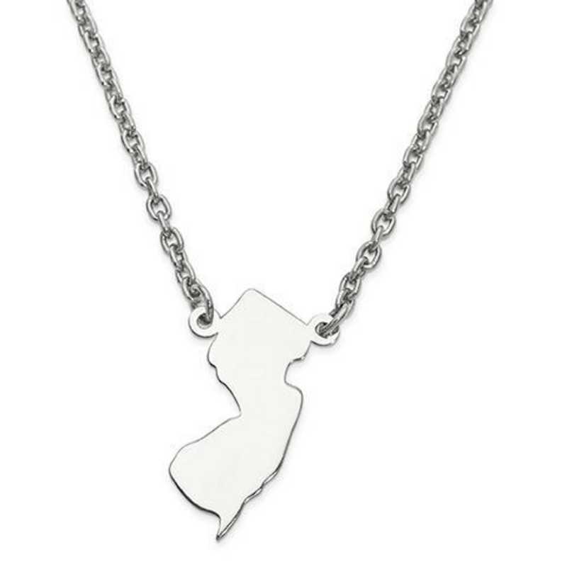 Sterling Silver State of New Jersey Charm with Box Chain Necklace