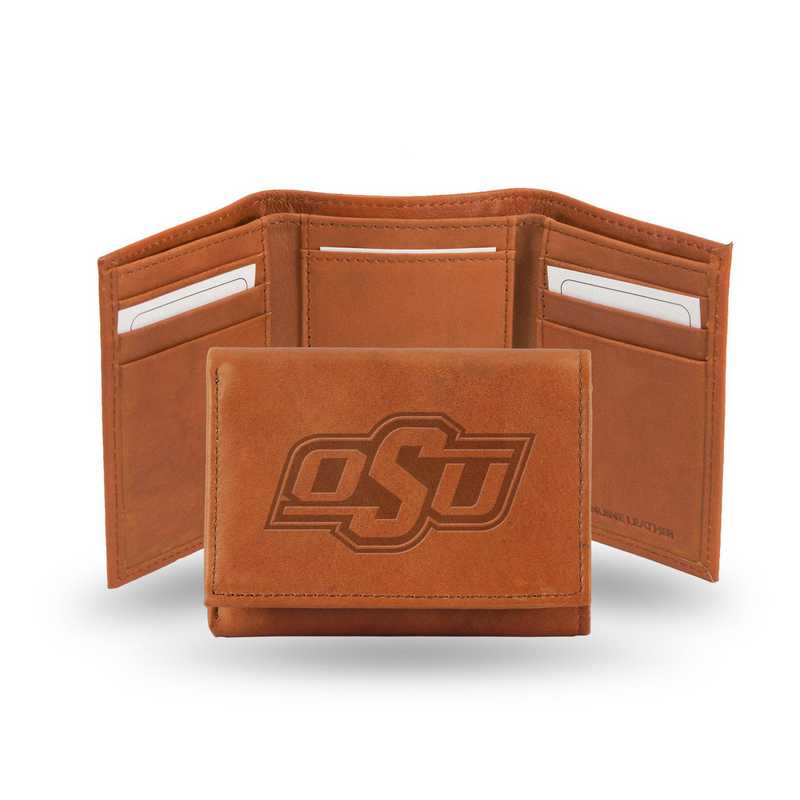 Oklahoma State Cowboys Embossed Trifold Leather Wallet